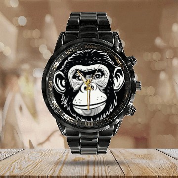 Discover Ape Monkey Calendar Steel Band Watch