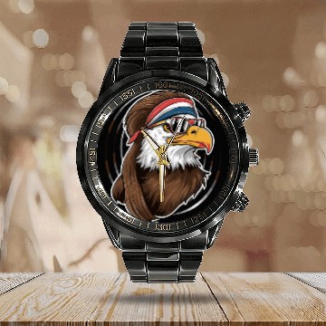 Discover Eagle With Attitude Calendar Steel Band Watch