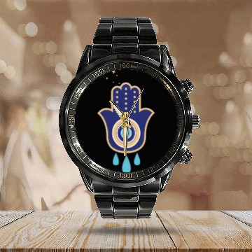 Discover Eye hamsa Spiritual Aesthetic Esoteric Mystical Calendar Steel Band Watch