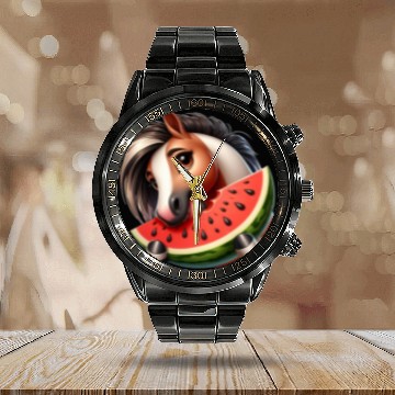 Discover Horses Horse Lover Farmer Melon Summer Calendar Steel Band Watch