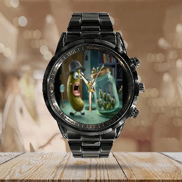 Discover Funny Pickle Surprise Cucumber Pickles Calendar Steel Band Watch