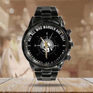 Discover not all who wander are lost Calendar Steel Band Watch