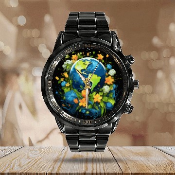 Discover Respect Your Mother Earth Day Save Our Planet Calendar Steel Band Watch