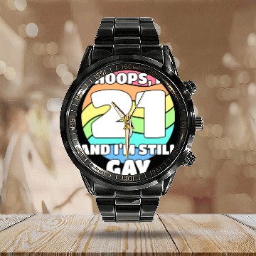 Discover 21st Birthday 21 BDay Lesbian Gay Bi Trans - Calendar Steel Band Watch