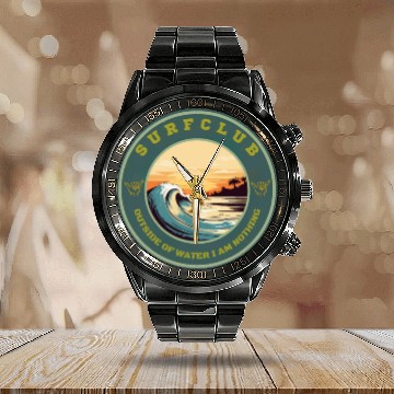 Discover Surfing Sport Calendar Steel Band Watch