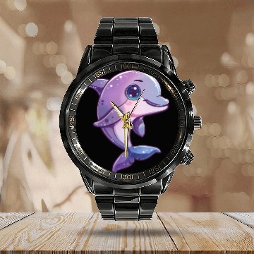 Discover Adorable Purple Dolphin Fantasy Creation Calendar Steel Band Watch