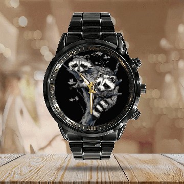 Discover Opossum and raccoon Calendar Steel Band Watch