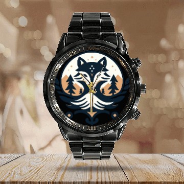 Discover the beautiful forest fox Calendar Steel Band Watch
