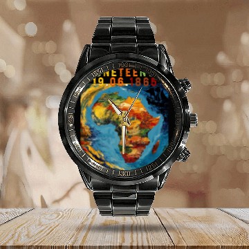 Discover Juneteenth 1865 Africa Map Calendar Steel Band Watch