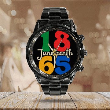 Discover Freedom day Juneteenth 1865 Calendar Steel Band Watch