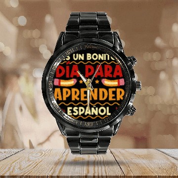 Discover Espanol Maestra Hispanic Teacher Spanish Teacher Calendar Steel Band Watch