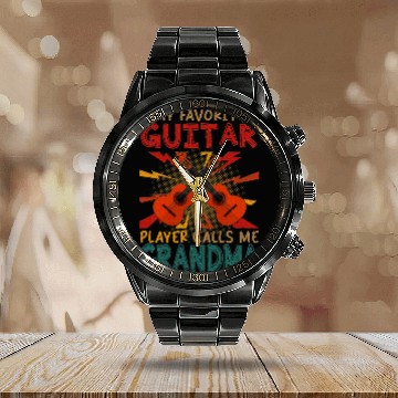 Discover My Favorite Guitar Player Calls Me Grandma Calendar Steel Band Watch