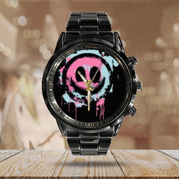 Discover Graffiti Smiley Face - Urban Street Art Calendar Steel Band Watch
