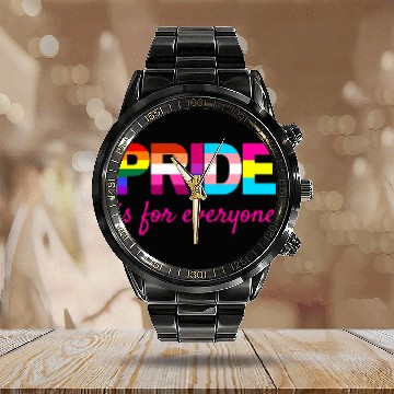 Discover LGBTQ Pride Rainbow Colors Typography Calendar Steel Band Watch