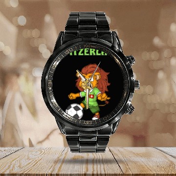 Discover Swiss Fans / Switzerland Lion Calendar Steel Band Watch