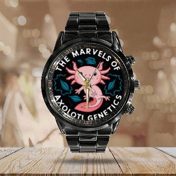 Discover Axolotl Science Teacher Mexican Salamander Calendar Steel Band Watch