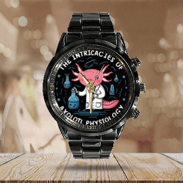 Discover Axolotl Science Teacher Mexican Salamander Calendar Steel Band Watch