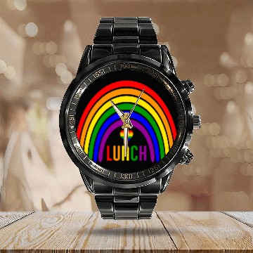 Discover LGBTQ Rainbow Lunch - Colorful Pride Calendar Steel Band Watch