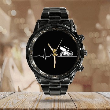 Discover SPRINT CAR RACING Heartbeat Calendar Steel Band Watch