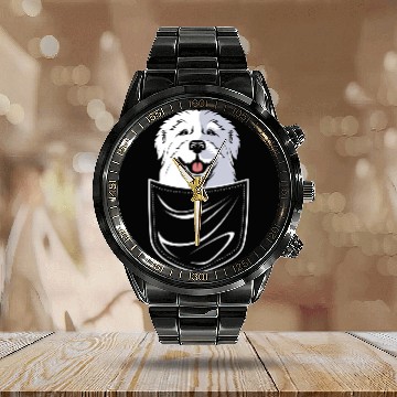 Discover Dog In A Pocket Pet Lover Cute Great Pyrenees Calendar Steel Band Watch
