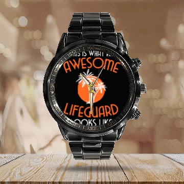 Discover Lifeguard Pool Calendar Steel Band Watch