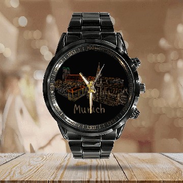 Discover DD City Munich Germany Calendar Steel Band Watch