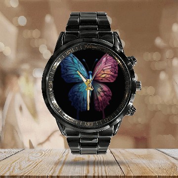 Discover Butterfly Wing Art Calendar Steel Band Watch