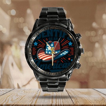 Discover I Identify as an American Proud US American Cowboy Calendar Steel Band Watch