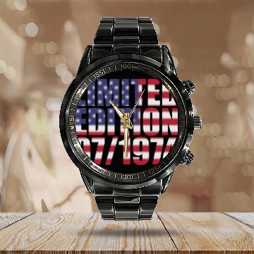 Discover 50th birthday Limited Edition USA 07/1974 Calendar Steel Band Watch