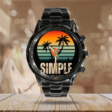 Discover Sunrise on a quiet beach Calendar Steel Band Watch