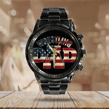 Discover Wrestling Dad Gifts American Calendar Steel Band Watch