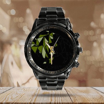 Discover Army Green YStone Bison Design Calendar Steel Band Watch