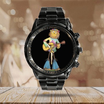 Discover Hippie Scarecrow Playing Guitar Calendar Steel Band Watch