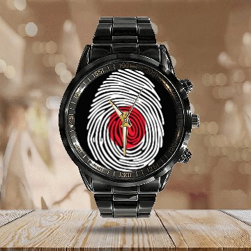 Discover Japanese Fingerprint Flag Calendar Steel Band Watch