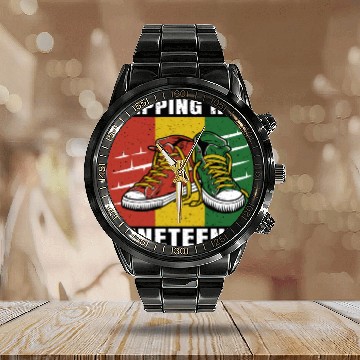 Discover Stepping Into Juneteenth 2024 Afro American Calendar Steel Band Watch
