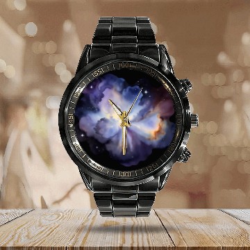 Discover Stellar Watercolor - Supernova Celestial Eruption Calendar Steel Band Watch