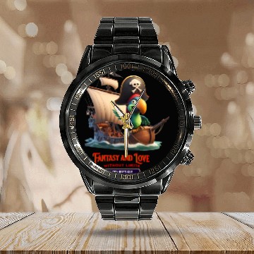 Discover pirate parrot Calendar Steel Band Watch