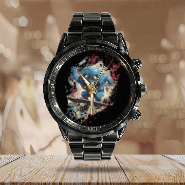 Discover Skateboard Shenanigans: Comical Monster's Hilariou Calendar Steel Band Watch
