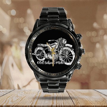 Discover Vintage Motorcycle Calendar Steel Band Watch s