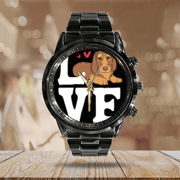 Discover Wirehaired Dachshund Owner I Love My Dachshund Calendar Steel Band Watch