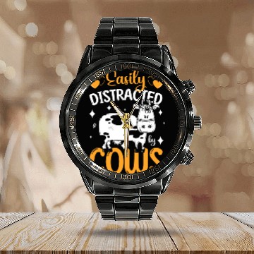 Discover Cow Farmer Livestock Farm Animal Calendar Steel Band Watch