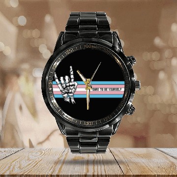 Discover Dare to be Yourself, Rock Skull LGBTQ Ally Calendar Steel Band Watch