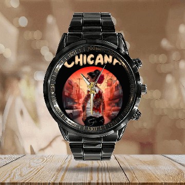 Discover Chicana Lowrider Clothes Mexican American Calendar Steel Band Watch