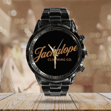 Discover Jackalope Clothing Co Logo Calendar Steel Band Watch