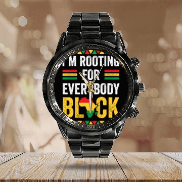Discover Everybody Black Gift Afro American Calendar Steel Band Watch