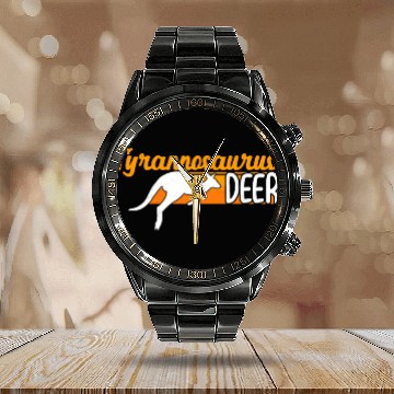 Discover Funny Kangaroo Tyrannosaurus Deer Illustration for Calendar Steel Band Watch