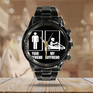 Discover Go Karting Your Boyfriend My Boyfriend Funny Calendar Steel Band Watch