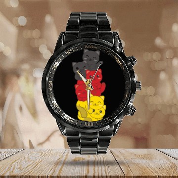 Discover German Flag Cat German Germany Cats Calendar Steel Band Watch