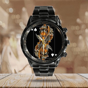 Discover Rhinoceros Steampunk Card Game Jack of Spades Calendar Steel Band Watch