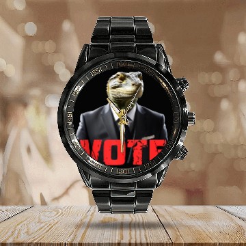 Discover Vote Reptilian Presidential Election animal Calendar Steel Band Watch